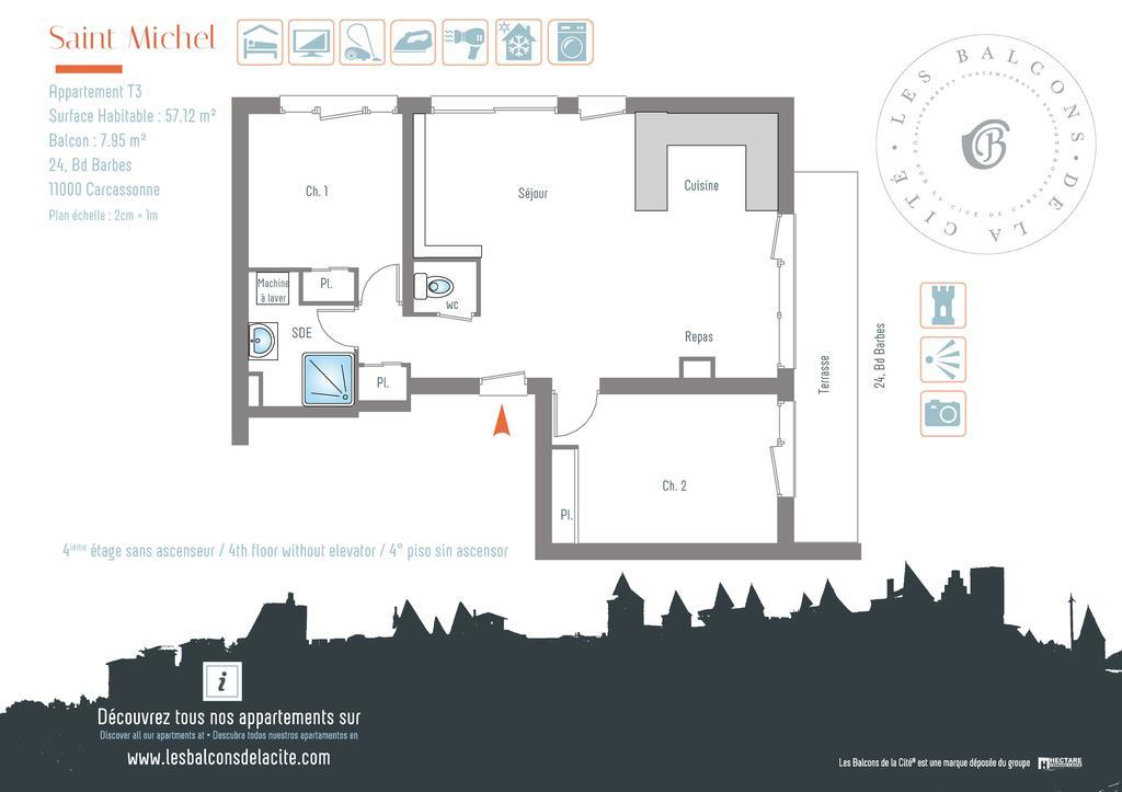 Appartement Le Saint Michel - Les Balcons De La Cite Carcassone Kültér fotó